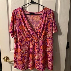 Chaps blouse. Pink & Orange Paisley.